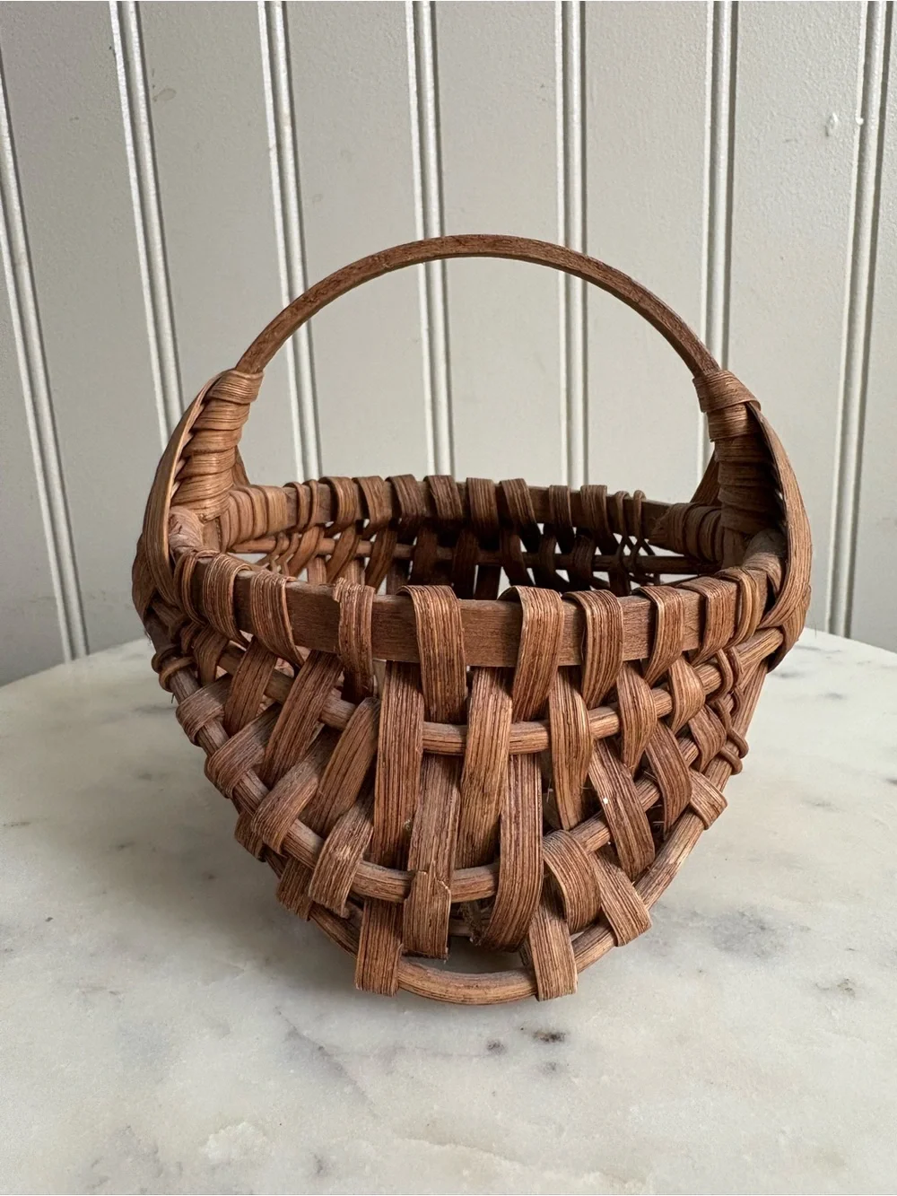 Vintage Miniature Eye of God Woven Buttocks Basket Brown Handmade VTG Grandma